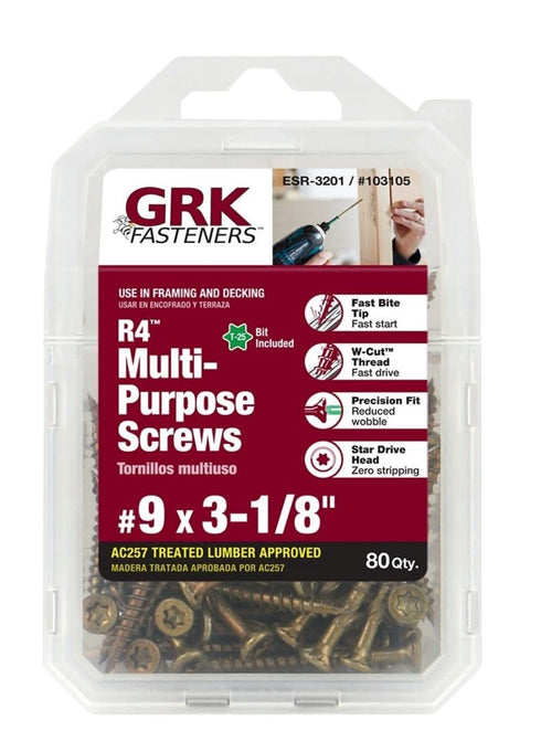 GRK FASTENERS 103105 R4#9 x 3-1/8" SCREWS 80CT