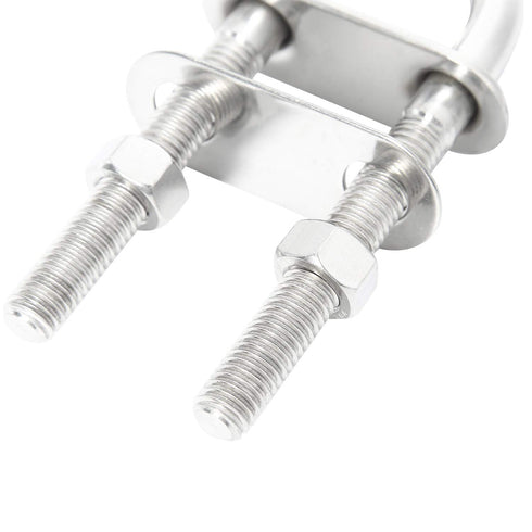 NovelBee 2-Pack 3/8" Stock Stainless Steel Stern Bow Eye U Bolt with Welding Plate, 4" Overall Length