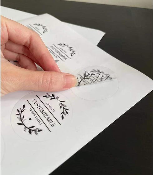 Round Labels Stickers 2 Inches, Transparent Printable Vinyl for Laser Printer, Waterproof Clear Sticker Paper