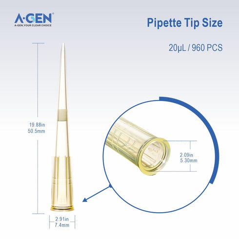 20uL Filter Racked Universal Pipette Tips, Yellow, Gamma Sterile, 10 Racks of 96 Filter Tips