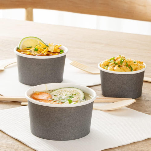 8-Ounce 50 Frozen Coppetta Dessert Cups, Disposable Ice Cream Cups - Lids Sold Separately, Sturdy, Gray Paper Yogurt