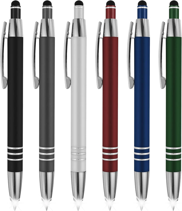 SyPen 3 in 1 Multi-Function Soft Touch Pen with Light, LED Night Writer, Stylus for Touchscreen Devices, Pack of 6