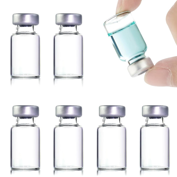 50 Pack 2ml Sealed Sample Vials, Transparent Glass Vials with Self Healing Injection Port (2ML, 50)