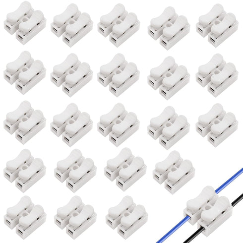 Tnisesm 100Pcs Push Quick Wire Cable Connector,White Wiring Terminal,Spring Loaded Electrical Connectors for Home Lighting Appliances & Automotive Wiring
