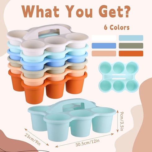 6 Pack 1293.5 Inches 6 Classroom Caddy Organizer with Handle Morandi Plastic Table Caddy Drink Cup Caddies Holder