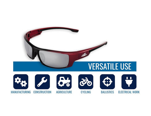 Bullhead Safety Eyewear Dorado Safety Glasses with Dual Lenses - Silver Mirror, Two-Tone Frame