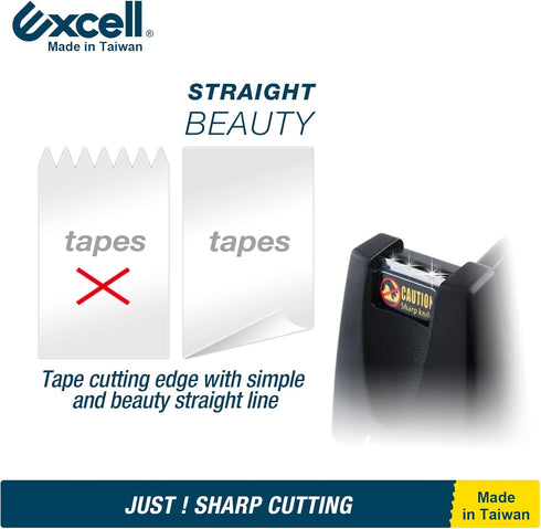 Excell EX-11419BK Desk Tape Dispenser with Non-Skid Base, 1" Core Desktop Tape Dispenser for Home, Office, Gift Store