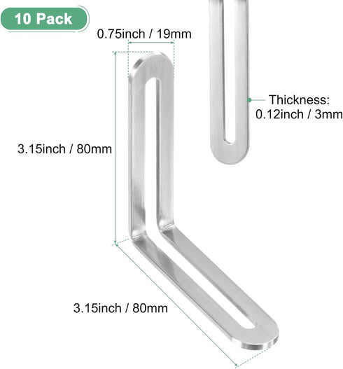 10-Pack 3.15 3.15 M METERXITY Adjustable L-Shape Corner Brace, x in Stainless Steel Right Angle Brackets with Slotted