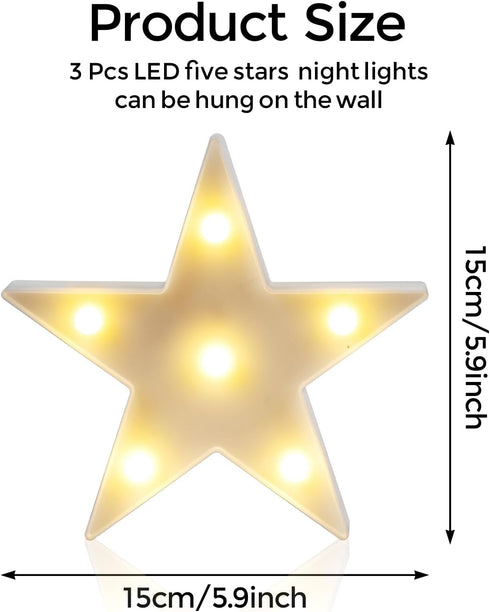 6 Star-6pcs) Pcs LED Stars Night Light Can Be Hung On The Wall Kids Room Room Light, Suitable for Birthday Party