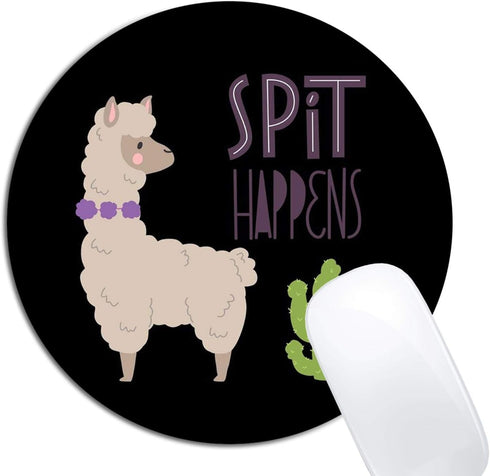 Cute Llamas Alpaca with Cactus Mouse Pad, Round Non-Slip Rubber Mousepad for Laptop Office Decor