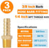 SUNGATOR 3-Pack 3/8 Inch Barb × 1/4 Inch NPT Hose Barb Fittings, Brass Air Hose Pipe Adapter for 3/8" Barb to 1/4" NPT