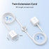 TROND 3ft 3 1625W Split Extension Cord with Flat Wall Plug, Twin on Each Side, Low-Profile Dual End Outlets Extender