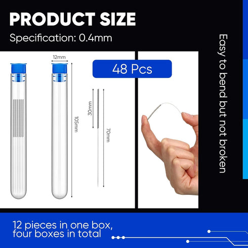 48 Pieces 3D Printer Nozzle Cleaning Kit 0.4 mm Stainless Steel Nozzle Cleaning Needles 3D Printer Nozzle Cleaner for 3D Printer Accessory