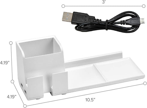 Bostitch Office Konnect Charging Station Desk Organizer Base, USB Phone Stand for Cell Phones & Tablets (White)