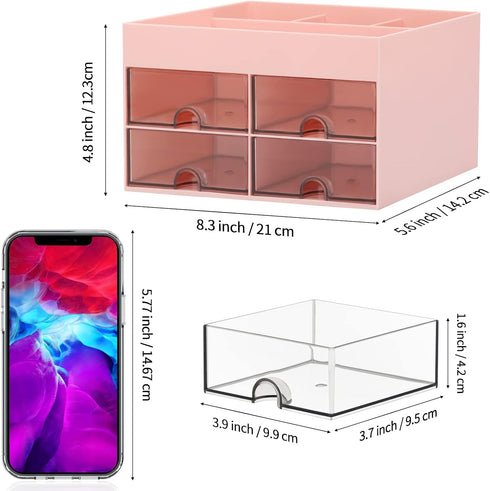 LETURE Desk Organizer with Drawer, Office Desktop Accessories Stationary Caddy for Pen, Pencil, Business Card & Sticky
