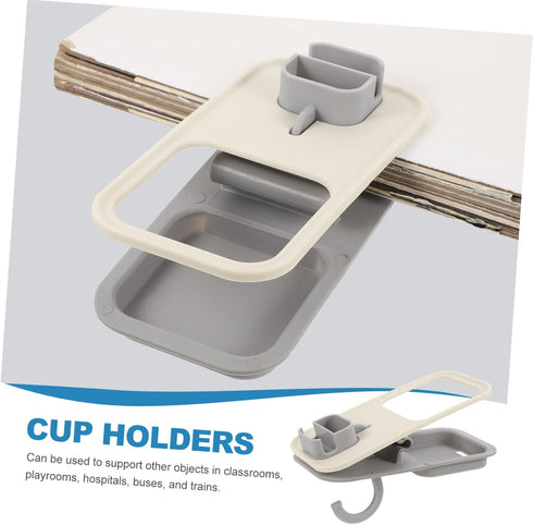 OUNONA Desktop Cup Holder Clip Portable Table Side Beverage Organizer for Office Keeps Drinks Secure with Hanging Hook