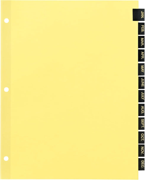 Preprinted Black Leather Tab Dividers, 12-Tab, Letter Office Essentials 11484