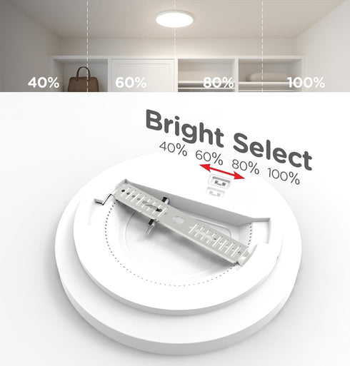 9 Inch 18W, 5 2700/3000/3500/4000/5000K, Settable 1800LM Closet Leetdud Flush Mount LED Ceiling Light Wired, CCT