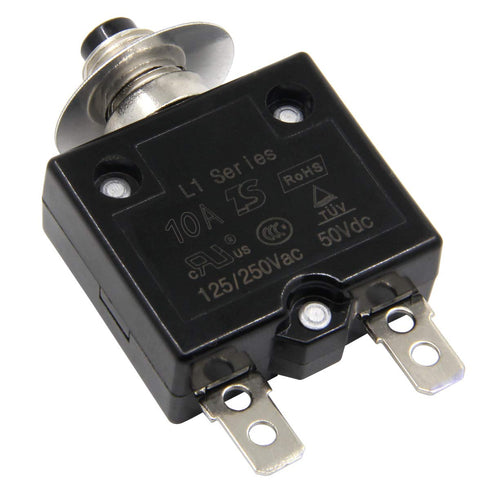 Push Button Thermal Circuit Breaker 10A L1 Series 125-250V AC 50V DC Manual Reset