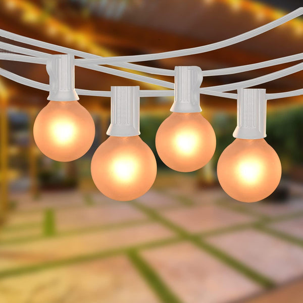 25FT Outdoor String Lights, G40 Frosted White Globe String Lights with 27