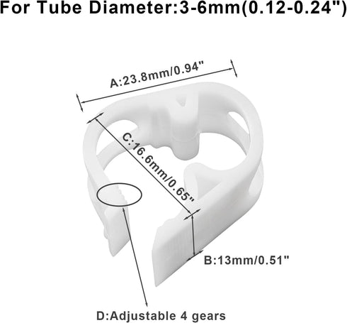 5Pcs Plastic Tubing Clamps Adjustable 1/8"-1/4" Plastic Hose Clamp, Laboratory Pinch Valve for Tubing 3-6mm