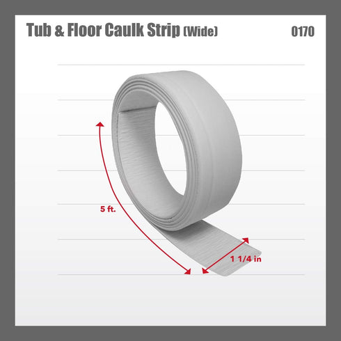 Red Devil 0170 Wide Tub & Floor Caulk Strip, 1-1/4" x 5', White