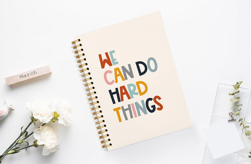 JWVK Inspirational Quote We Can Do Hard Things Notebook,Motivational Encouragement Gifts Notebook Journal for Work Office School Kids Student Teacher,Hardcover Spiral Notebook 5.5x8.3
