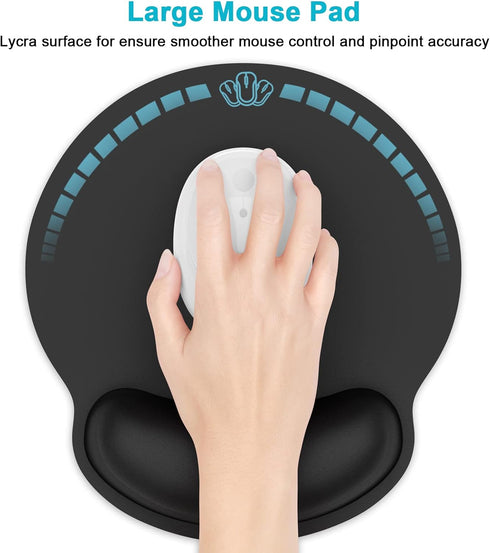 Ergonomic Mouse Pad with Wrist Rest Support, Memory Foam Computer Mouse Pad, Non-Slip Base, Black