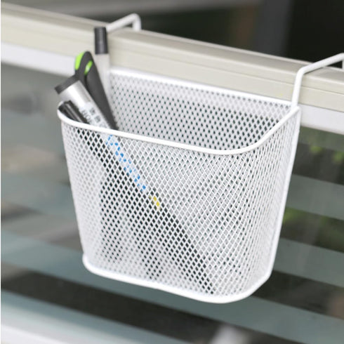 VILLCASE Dormitory Bedside Shelf Storage Baskets, Side Desk Organizer, Metal Hanging Desk Mesh Organizer with Hook Rack