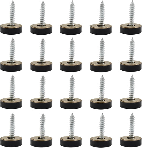 20 PCS Matte Black Screw Covers Caps, Solid Brass Decorative Mirror Screws Fasteners, with Box, 3/5" Diameter