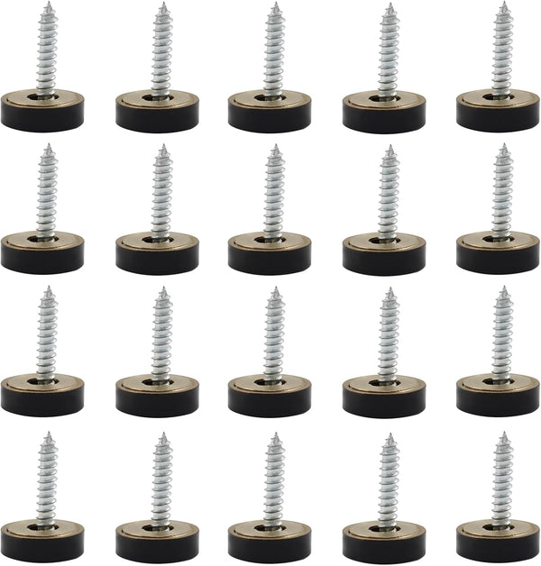 20 PCS Matte Black Screw Covers Caps, Solid Brass Decorative Mirror Screws Fasteners, with Box, 3/5" Diameter