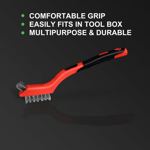 MAXMAN Wire Brush Set, 6Pcs Small Brushes for Deep Cleaning, Rust Remover, 7 Inches, Red