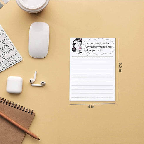 DUGUTUL 4 x 5.5 in Funny Novelty Memo Pads, 200 Sheets, Perfect Coworker Gifts for Women, Office Note Pad (A)
