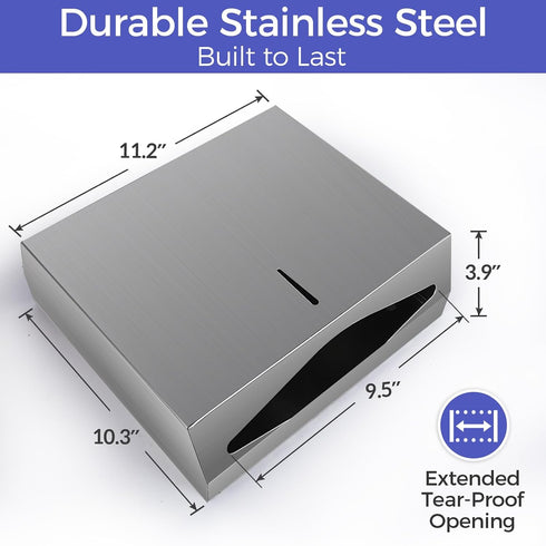 Commercial 250 Fold/300 Stardrix Paper Towel Dispenser Wall Mount, Brushed Stainless Steel Paper Towel Holder