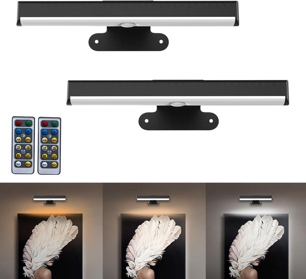 EUIOKUN 2PACK Picture Light LED Battery Operated Wall Light for Paintings,Wireless Dimmable Frame