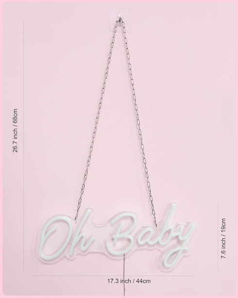 17.3 7.6inch, YALLOVE Oh Baby Neon Sign, X Cool White Neon Light, USB Powered Light-up, Adjustable Brightness, Neon