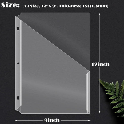 OEBSR 30Pack 3 Hole Punch Clear Plastic Document Folders - Organized Poly Translucent File Jacket for US Letter/A4 Size
