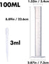 Measuring Cylinder Set, 4 Sizes Graduated Polypropylene Lab Test Tubes in 100 ml, 50 ml, 25 ml, 10 ml for Laboratory, & Science Experiments with 4 Plastic Droppers in 3 ml