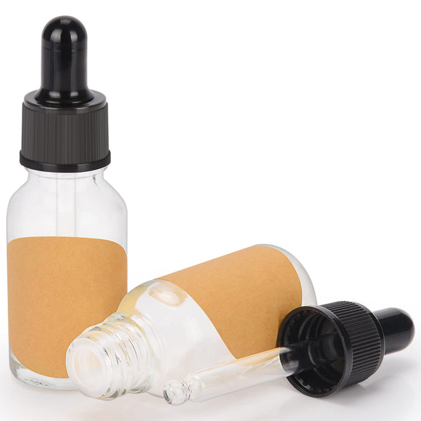 stonylab 2-Pack Glass Dropper Bottle, Empty Glass Bottle with Dropper, Inner Plug and Label for Essential Oils