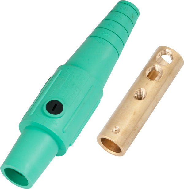 Marinco CLS40FB-E CLS Cam Type, Series 16 Inline, Single Pin Connector, 400 Amp, 600 Volt, 2/0-4/0 AWG, Female - Green (E)
