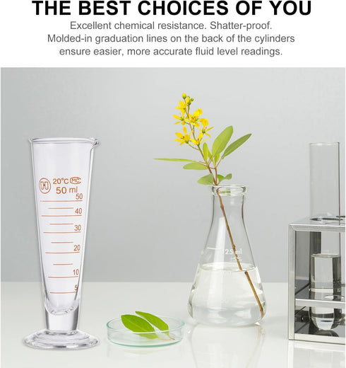 Lab Graduated Measuring Cup, Glass Beaker Liquid Dispenser with Spout for Science Experiment Tool