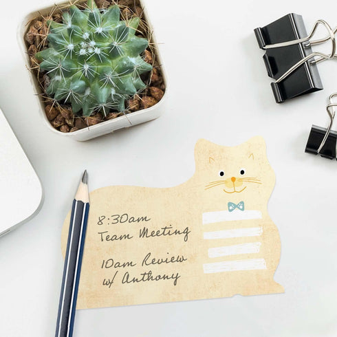 Cat Shaped Sticky Note Pad Assortment / Set of Three Feline Designs / 4" x 3" Modern Sticky Notes / Made in USA