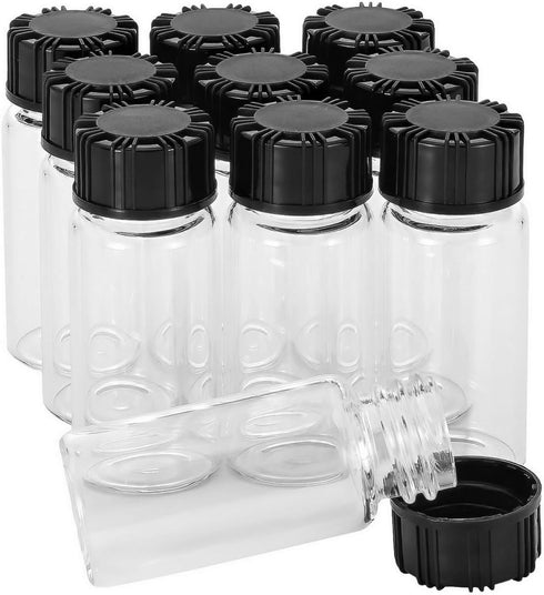 10 Pack Glass Vials 10ml with Screw Caps, Borosilicate Glass Bottle Lab Vials
