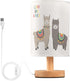 YYZZH Cute Llama Alpaca Funny Smile Animal Table Lamp with Wood Base Fabric