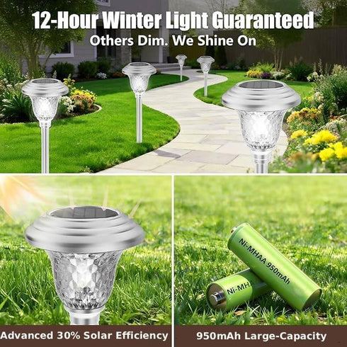 4 Pack 3 Beau Jardin Solar Pathway Lights White+ Color Changing Stainless Steel Mode Outdoor Multicolor Metal Solar