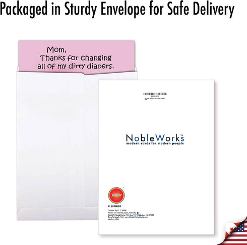 NobleWorks Jumbo Humorous Mother's Day Card, 8.5 x 11 Inch with Envelope, Big Jumbo Mom Dirty Diapers J1599MDG