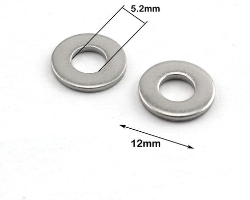 40pcs M5 304 Stainless Steel Flat Washer - Adjustment Hardware Fitting Accessories for Bolts & Screws