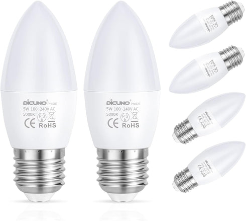 DiCUNO ProOE Eye-Protected E26 LED Bulb, High CRI 98, 5W E26 Candle