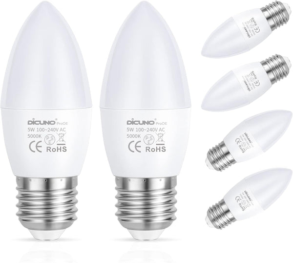 DiCUNO ProOE Eye-Protected E26 LED Bulb, High CRI 98, 5W E26 Candle