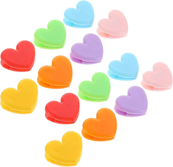 TEHAUX 20pcs Heart Shaped Binder Clips, Small File Clips, Cartoon Bookmark Clip for Office Folder